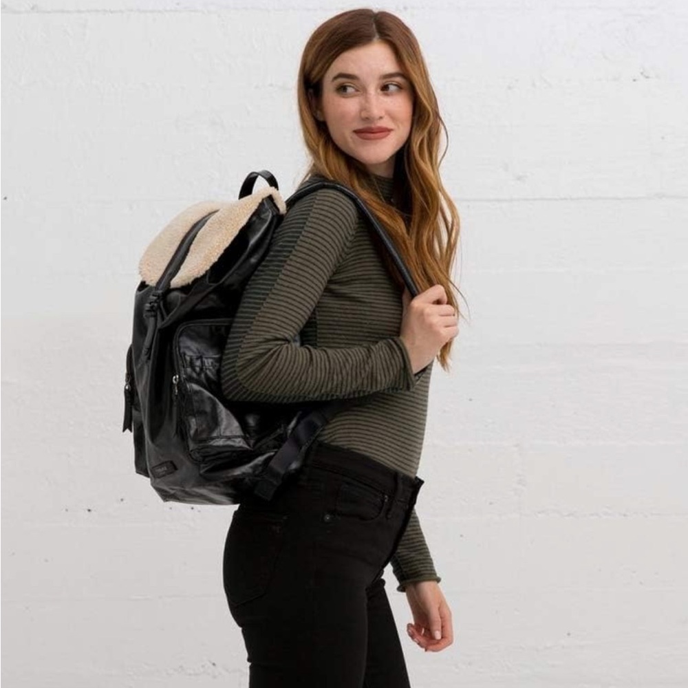 Timbuk2 Black Backpack with Cream Shearling Trim